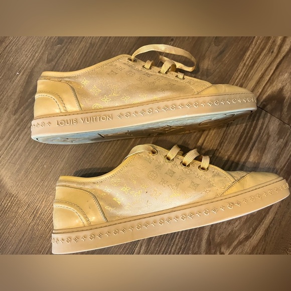 Authentic Louis Vuitton Gold Sneakers. - Picture 1 of 9